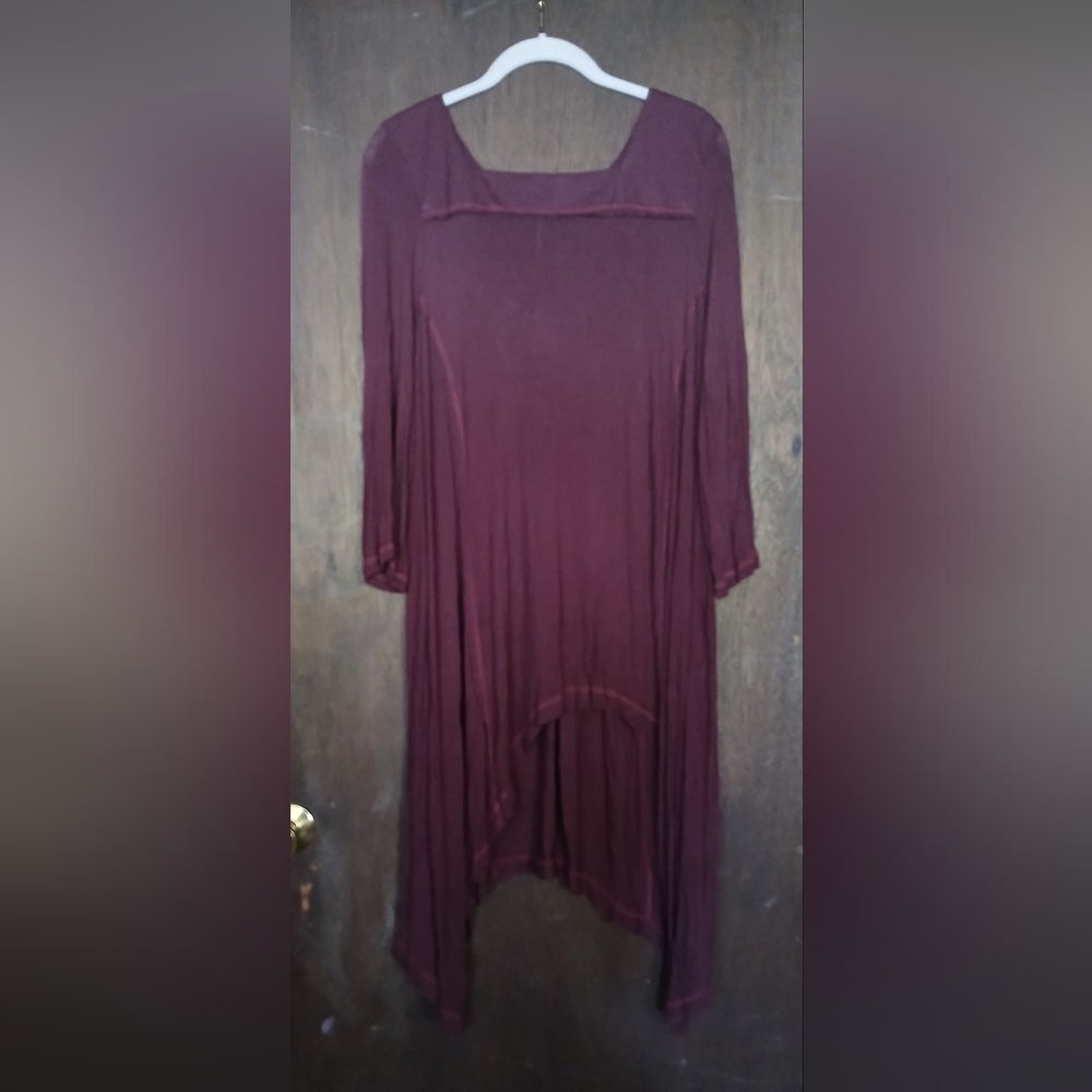 Elegant Burgundy Womens Assymetrical Tunic
